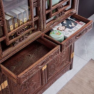 红木客厅全套家具国标红木鸡翅木书柜家具新中式客厅书橱清仓陈列