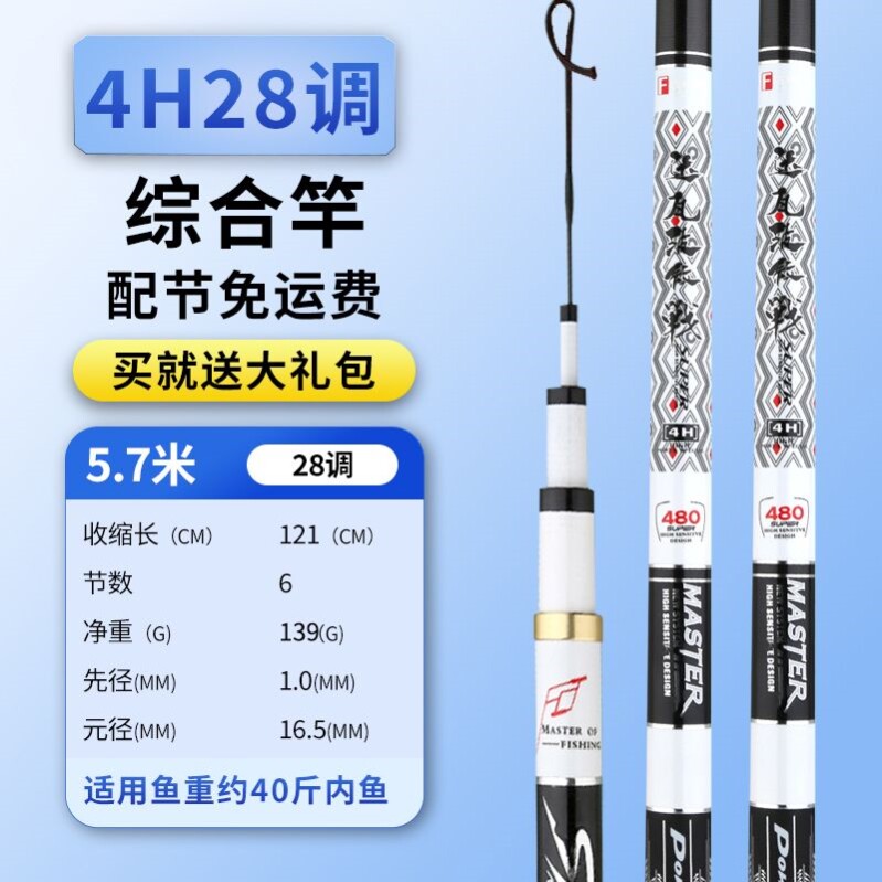 7米2鱼竿超轻超硬上水渔元鲫鱼竿19调手杆碳素轻硬细28调8.1米37