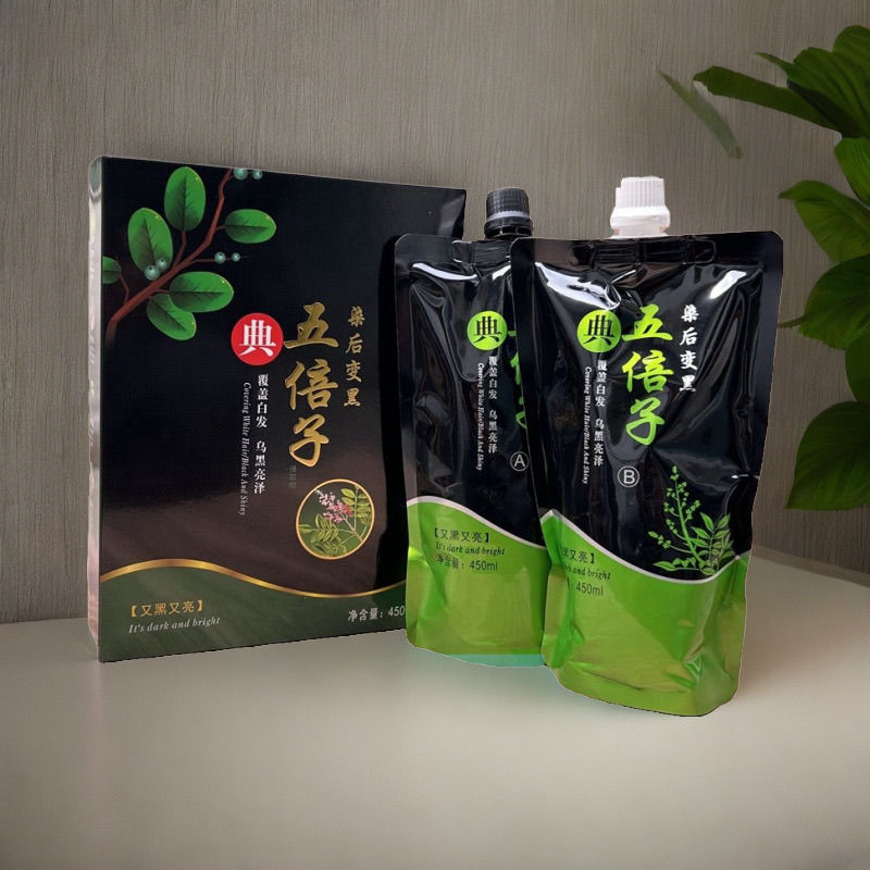 五倍子染发剂植物黑色染发膏黑油染发霜大盒焗油发廊不沾头皮