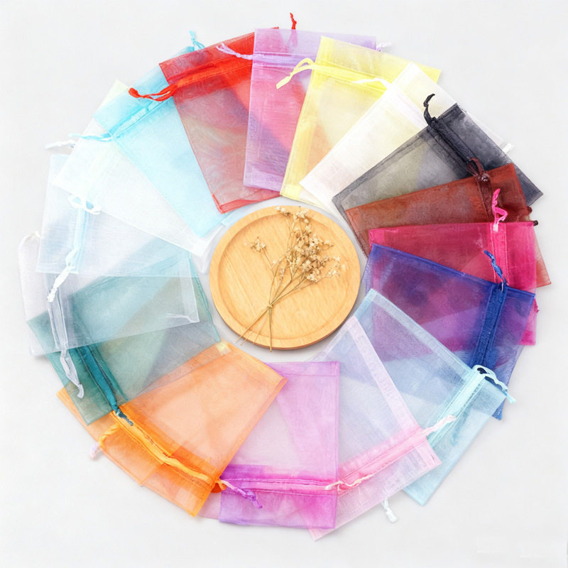 纯色珍珠纱袋饰品包装袋喜糖袋束口袋化妆品礼品试用装纱袋多色