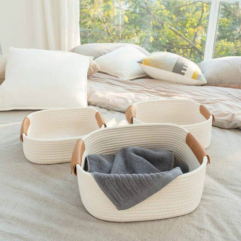 棉线编织收纳筐桌面杂物玩具宝宝用品收纳篮柔软型内衣袜子整理筐