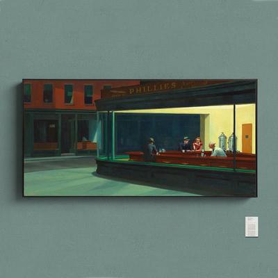 夜鹰》爱德华霍普油画画夜游者装饰画画客厅饭厅酒店卧室床头挂画