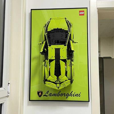 兼容乐高积木车上墙相框兰博基尼挂墙背景板展示框42115挂画装饰