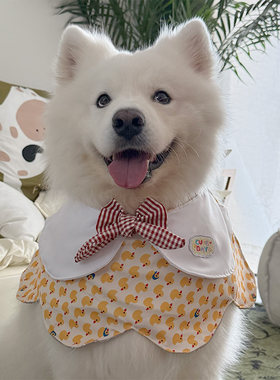 狗狗口水巾小中型大型犬可爱围巾黄色小鸭子花瓣围兜饰品宠物围脖