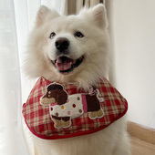 宠物圣诞节狗狗卡通可爱围脖口水巾小中大型犬萨摩耶金毛节日装 饰