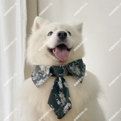 宠物狗狗黑底白花领结萨摩耶拉布拉多大中小型犬领巾领结拍摄装 饰