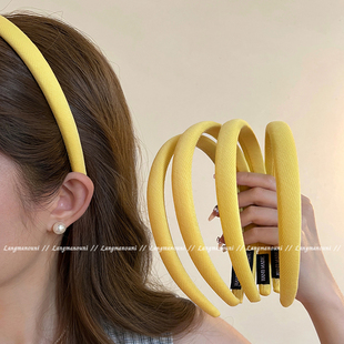金桔柠檬~韩系黄色发箍女高颅顶压发头箍2025新款高级感发捆发饰