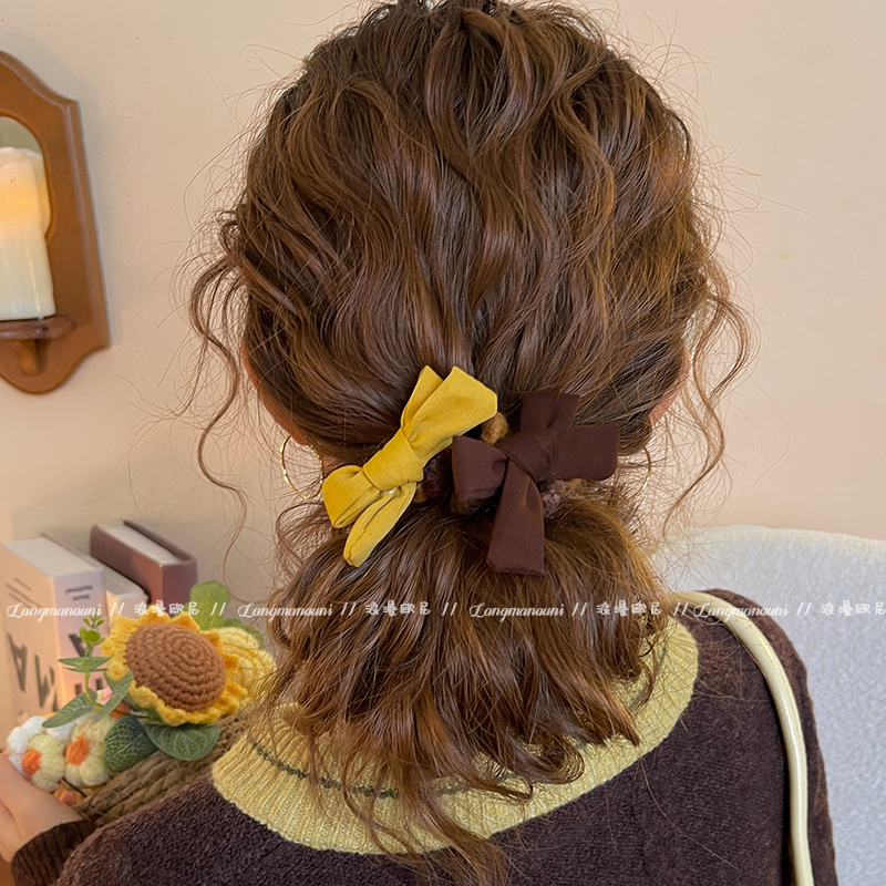 蝴蝶结发圈女气质扎头发头绳2025新款丸子头发绳高级感橡皮筋发饰