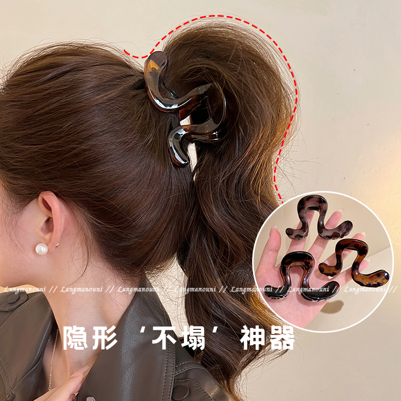 小众几字高马尾抓夹女2025新款松弛感盘发高级感鲨鱼夹子发夹发饰