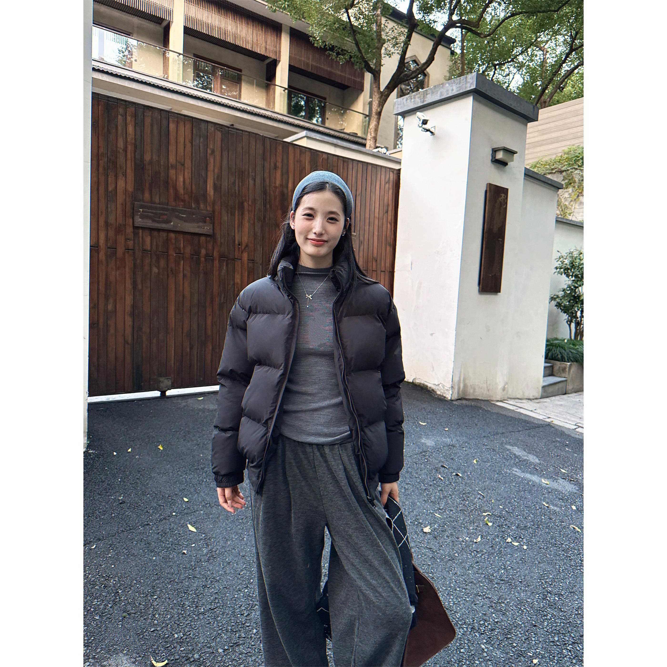 aassss 黑色面包服女立领宽松百搭棉花棉服大学生遮住pp长度棉衣