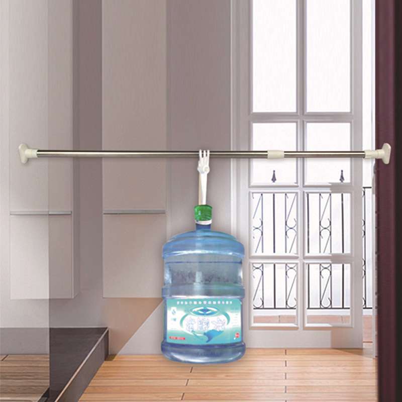 （多种尺寸）可伸缩浴帘杆挂衣杆窗帘杆免打孔大方头加粗加厚衣柜