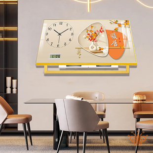 简约绿植万年历大尺寸电表箱装饰画带钟表遮挡配电箱开关时钟挂画