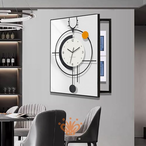 遮挡电表箱装饰画带钟表竖版现代简约配电箱轻奢高级感免打孔挂画