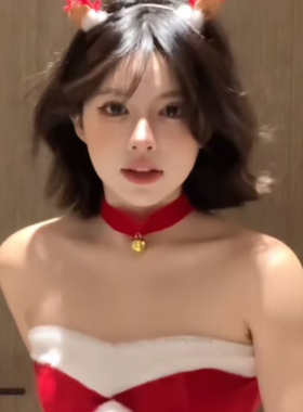 圣诞节铃铛项链女摇铃吊坠短款锁骨链choker复古绒布甜美项圈装扮