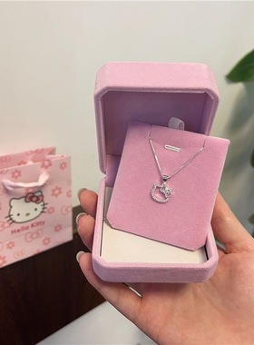 KT猫闪钻项链女锁骨链儿童卡通