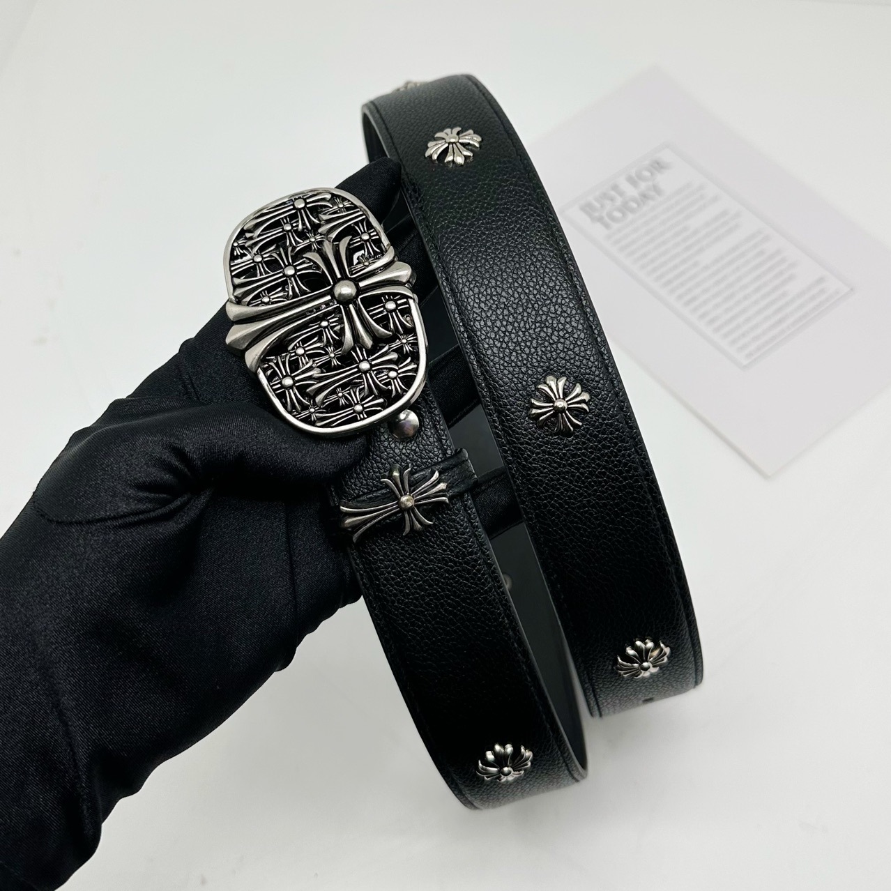 美式CH克罗十字架明星款皮带男女款牛仔裤带复古潮流时尚个性腰带