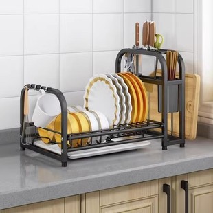 家用筷子筒刀架餐具一体收纳架 厨房碗架置物架 碗碟沥水架碗柜