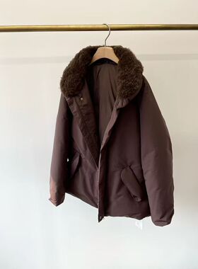 MJY高端女装羊绒领填充白鹅绒外套女