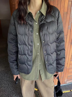 MJY高端女装秋冬新款波浪绗缝两面穿轻便白鹅绒羽绒服无领外套