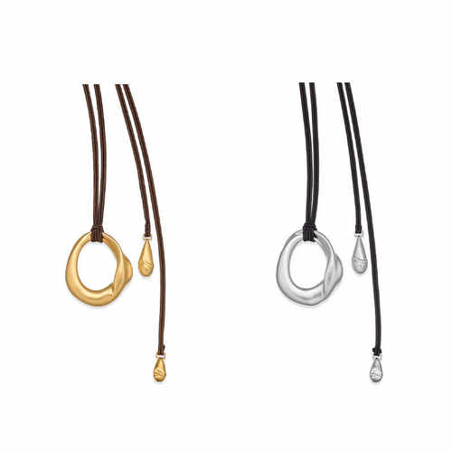 董洁推荐凝结项链黑绳圆环吊坠