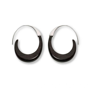 月影黑檀木耳环高级感轻奢气质S925银针耳饰个性 豆豆同款 百搭耳圈
