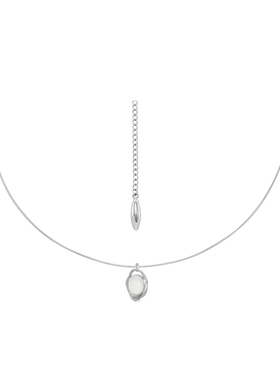 玉见项链白玉髓轻奢吊坠白金简约气质时尚高级感百搭2024新款颈链