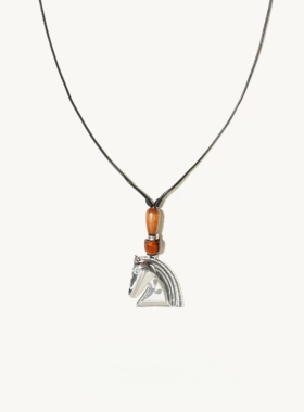 吴昕同款小马吊坠项链女皮绳项链