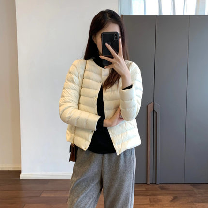 高端货95白鹅绒服圆领轻薄羽绒服内胆女短款外套叠穿内搭外穿春秋