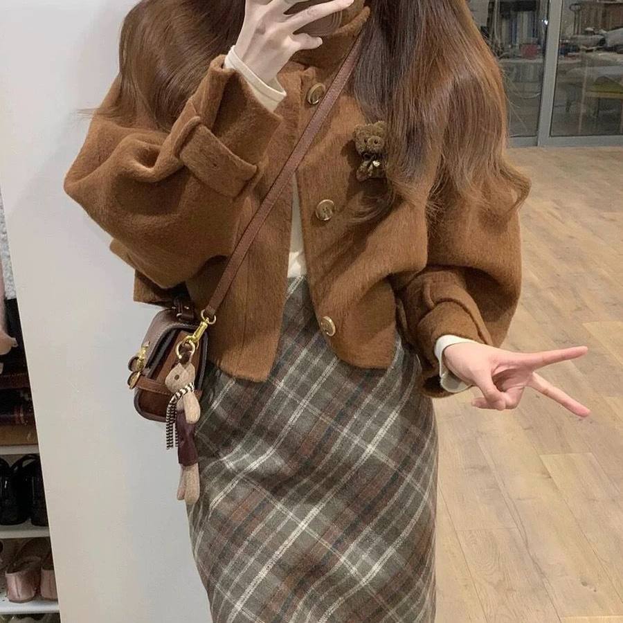 短款外套女装冬2025新款秋季韩系冷淡两件套冬装韩里韩气的外套潮