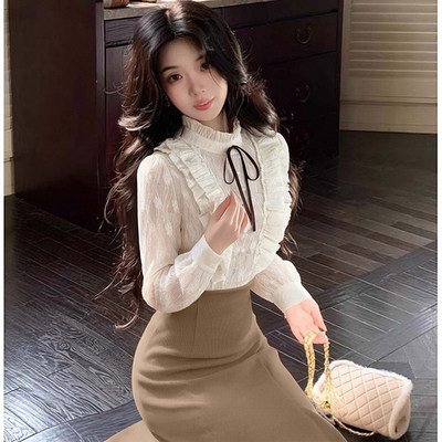 法式气质高级衬衣半裙套装2026春新款千金感穿搭套装两件套D4767