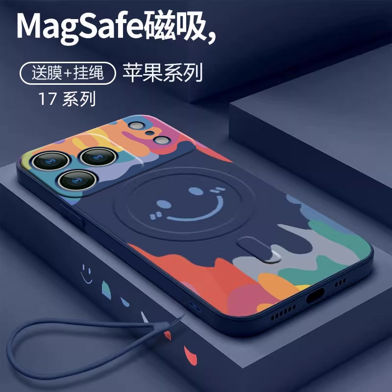 适用于苹果17proamx手机壳新款iphone16pro液态硅胶15保护套14笑脸17Air带挂绳13防摔magsafe磁吸12男女款11