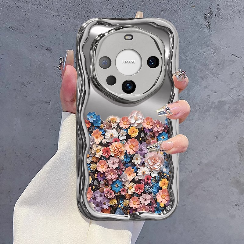 电镀满屏油画花朵华为mate60手机