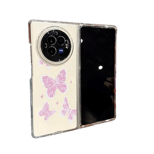 适用vivoxfold3手机壳粉色五只蝴蝶vivoxfold3pro保护套xfold2透明折叠屏vivoxfold超薄散热vivoX Flip全包壳