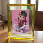 亚克力旋转相框空框相册全家福摆台6寸8寸高级感A4水晶画框摆台