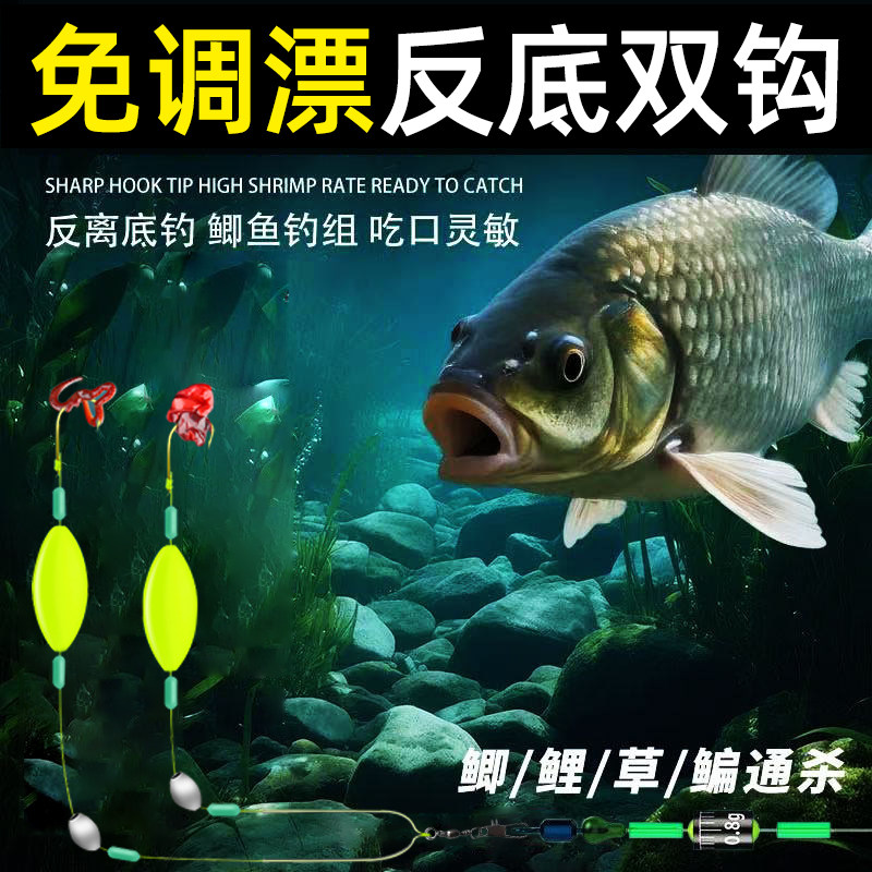 反底钓子线双钩线组浮力套装翻板欧鲤钓水怪钓组笼子手竿海竿鱼钩图片