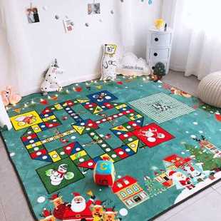厂销圣诞地毯卡通游戏儿童飞行棋爬行地垫客厅毯子床边家用卧室氛