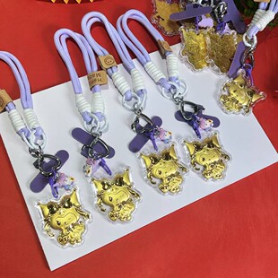 足金999黄金20mg俏皮库洛米招财送礼物手机链挂绳钥匙扣车载挂件