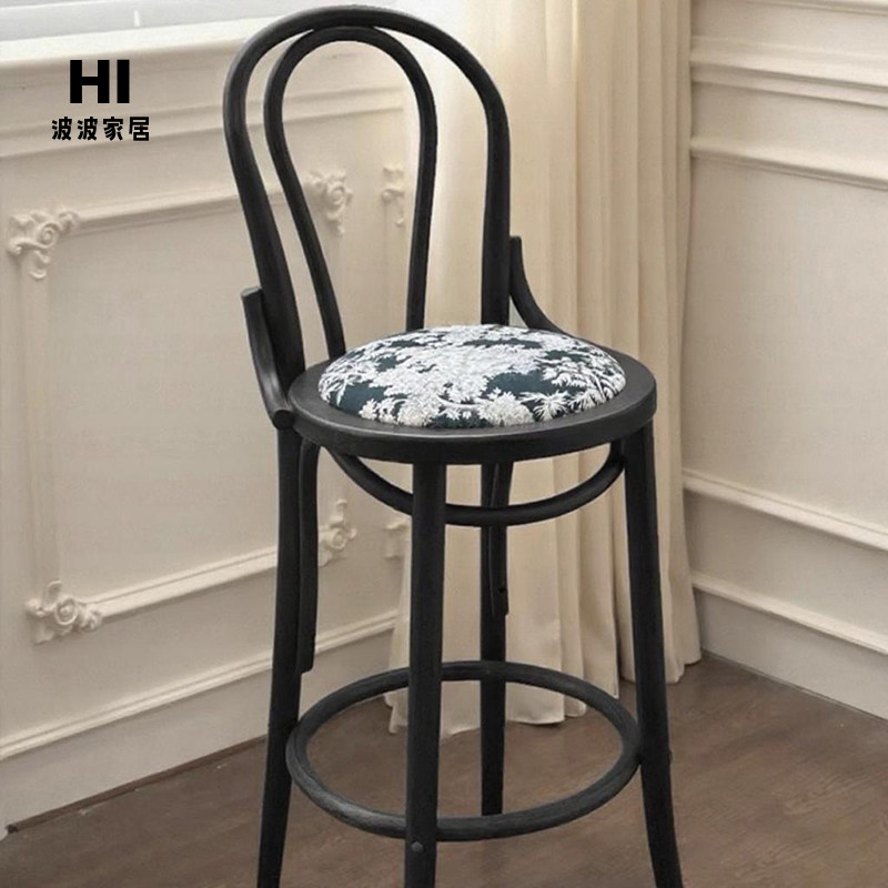美式复古高吧椅吧台椅子黑色高脚椅家用吧台椅新中式风实木餐椅,住宅家具,家用高脚椅,淘宝优惠券,粉丝福利购,淘宝优惠卷