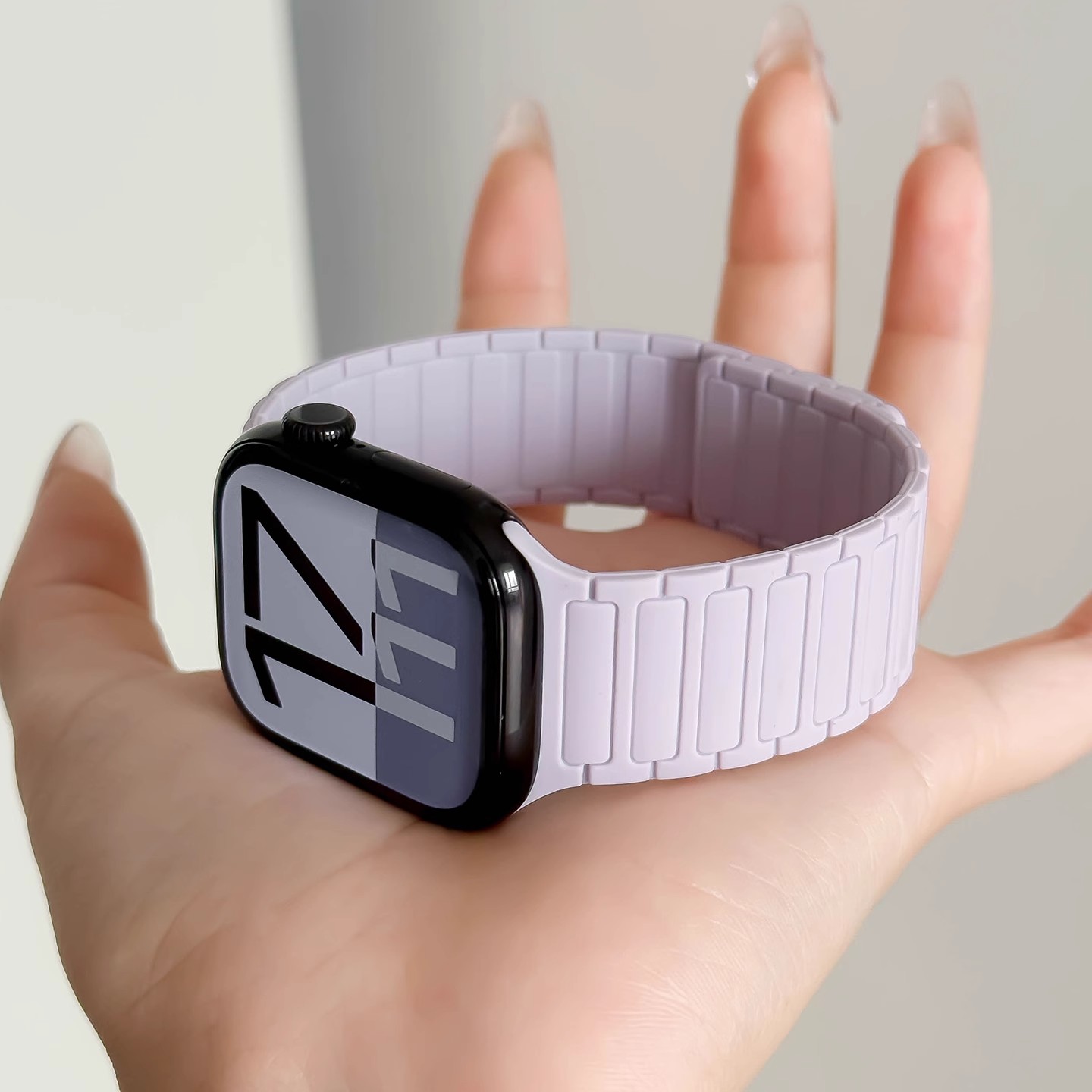【流光紫】适用iwatch11手表表带新款s10四代硅胶磁吸表带applewatch9/8/7/6/5/4秋冬透气运动腕带se2代男女