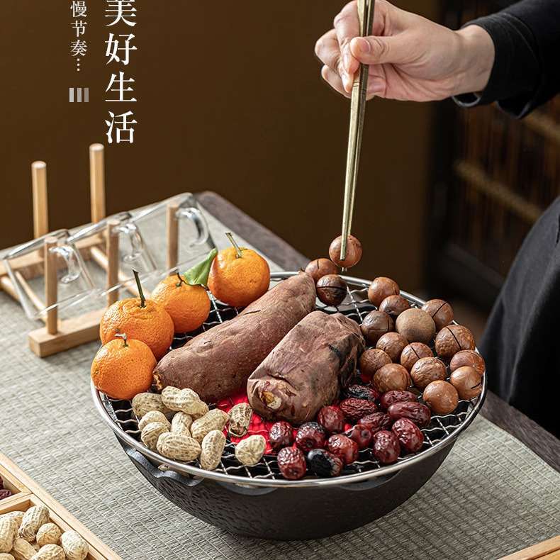 围炉煮茶两用煮茶玻璃壶套装室内取暖烤茶插电电陶炉煮茶器煮茶炉