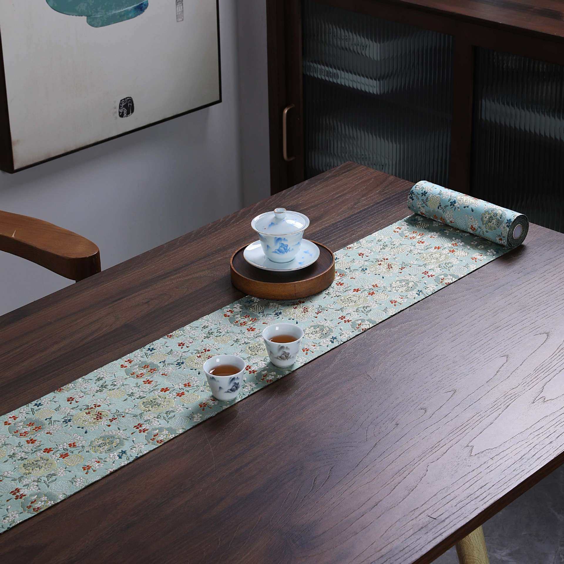 禅艺堂团花锦缎茶席 桌布中式织锦茶巾茶道垫日式禅意茶帘布艺桌,居家布艺,茶席,淘宝优惠券,粉丝福利购,淘宝优惠卷