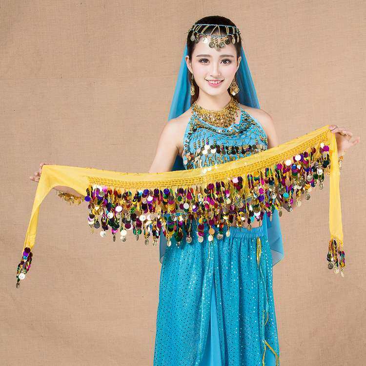 肚皮舞亮片腰链舞蹈演出服彩片铜锣币腰巾印度舞臀巾广场舞腰链,运动/瑜伽/健身/球迷用品,肚皮舞套装(演出服),淘宝优惠券,粉丝福利购,淘宝优惠卷