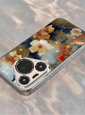 蝶飞花开适用华为pura80pro手机壳70新款mate80保护套p60pro电镀小羊皮p50全包ultra男女40m60pro防摔软壳