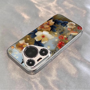 蝶飞花开适用华为pura80pro手机壳70新款 mate80保护套p60pro电镀小羊皮p50全包ultra男女40m60pro防摔软壳