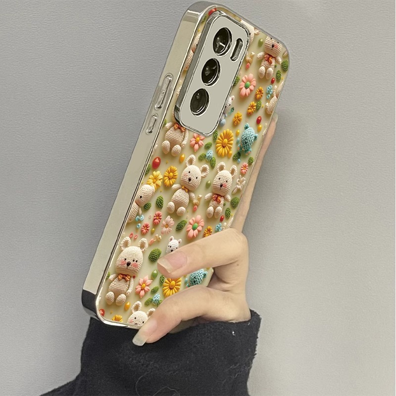 适用oppo电镀毛线小熊