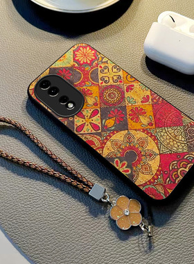 花纹图腾适用华为荣耀90手机壳60pro硅胶20套50se男女70防摔v40奢华30lite全包x10max耐脏9挂绳80外壳新款