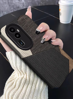 拼接皮纹适用opporeno15手机壳新款14/reno13/12潮R17pro女15全包11s防摔reno876时尚Findx5商务高级K10pro男