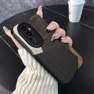 拼接皮纹适用opporeno15手机壳新款 reno13 12潮R17pro女15全包11s防摔reno876时尚 Findx5商务高级K10pro男