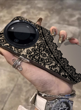 适用华为mate60pro手机壳黑色线条蕾丝m50pro高级感个性mate40pro磨砂新款p60女pura70Ultra个性nova12复古潮