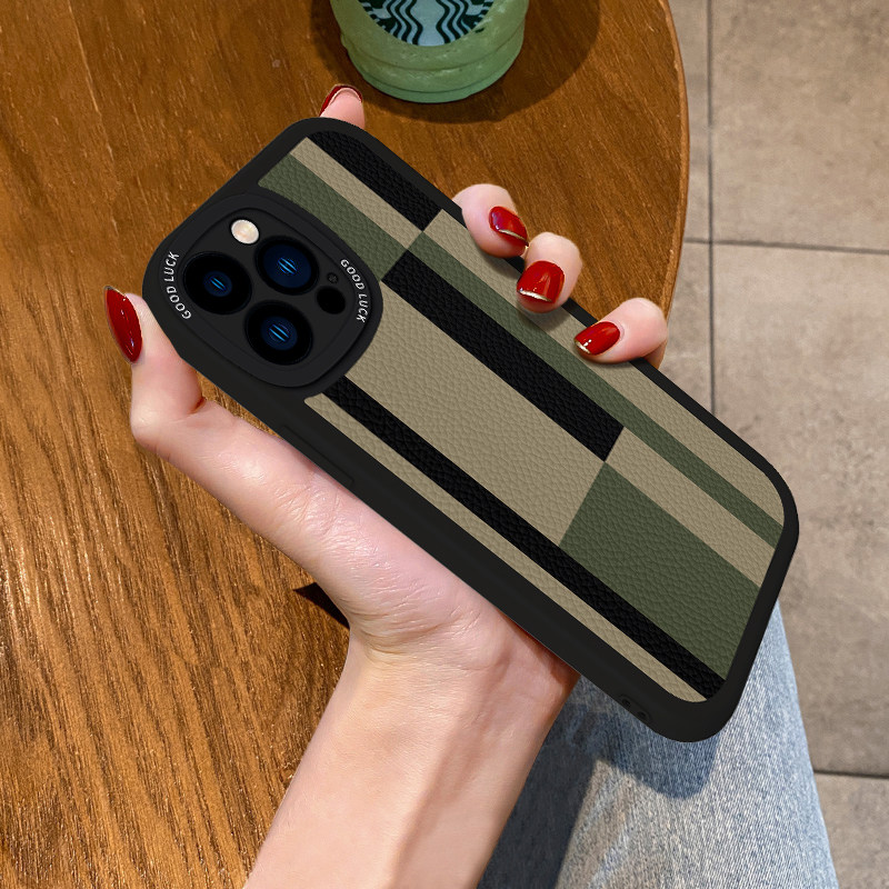 适用苹果14promax手机壳简约撞色格子iPhone13镜头全包12mini软硅胶11男plus小众xs高级皮保护套女新款防摔xr,3C数码配件,手机保护套/壳,淘宝优惠券,粉丝福利购,淘宝优惠卷